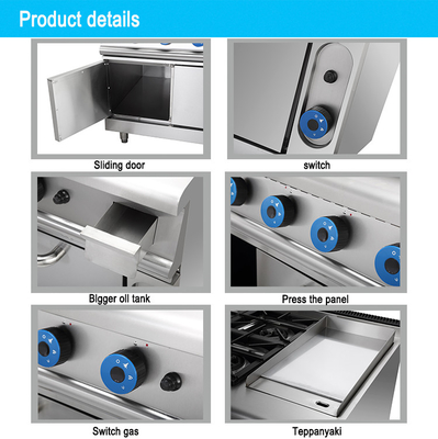Hotel Gas 4 Range Stove With Oven SS304 LPG / Natural Gas Type For Commercial Use