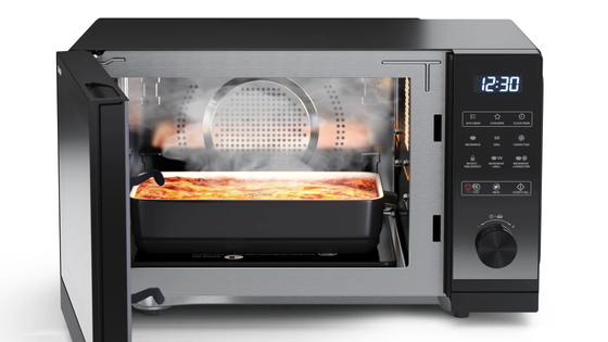 25L Capacity Stainless Steel Microwave Oven Mambrane Touch Control in Black/White Color