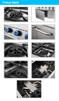 Commercial Gas Range Stove Oven 6-Burner Cooker with Powerful Oven for Professional Kitchens