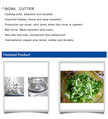 150KG Bowl Cutter With 30L Volume Industrial Hotel Equipment Powered By 1.5KW Copper Wire Motor