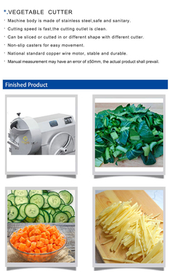 Capacity Commercial Cooking Equipment 1000KG/H Stainless Steel Vegetable Cutter 1.5kw Power Supply