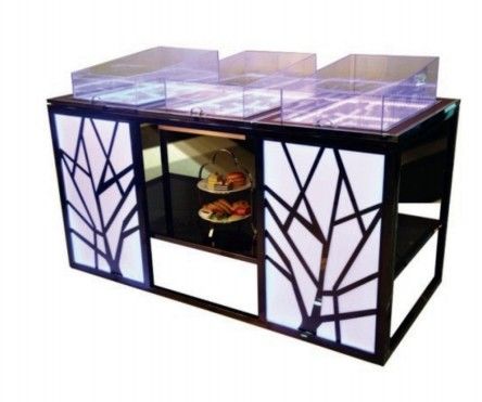 Commercial Hotel Equipment Mobile Buffeting Table for Cold Dishes and Seafood Preservation with Open-Hole Ice Tray