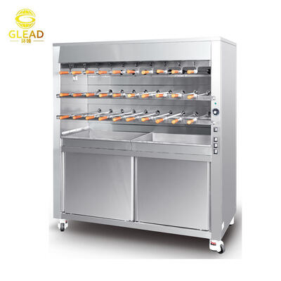 21 Skewers Stainless Steel Gas Brazilian BBQ Grill, Stable & Easy Operation Commercial Barbecue Machine