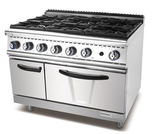 Industrial Kitchen Cooking Equipment 6 Burner Freestanding Gas Stove With Oven