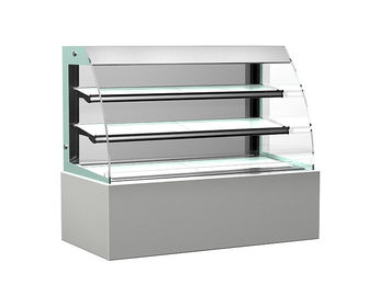 Curved Horizontal Glass Cake Display Case Dessert Refrigerators For Supermarket