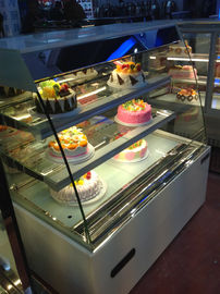 Curved Horizontal Glass Cake Display Case Dessert Refrigerators For Supermarket